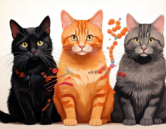 General infographic about cat coat color genetics