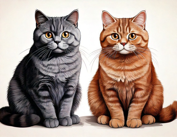 Comparison of agouti vs solid coat in British Shorthair