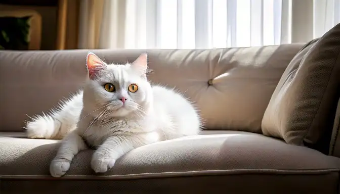 British Shorthair white in indoor environment
