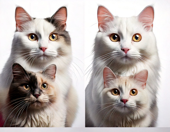 Visual comparison of four bicolor patterns