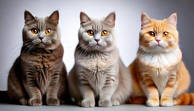 Comparison of silver, golden, and chinchilla in British Shorthair