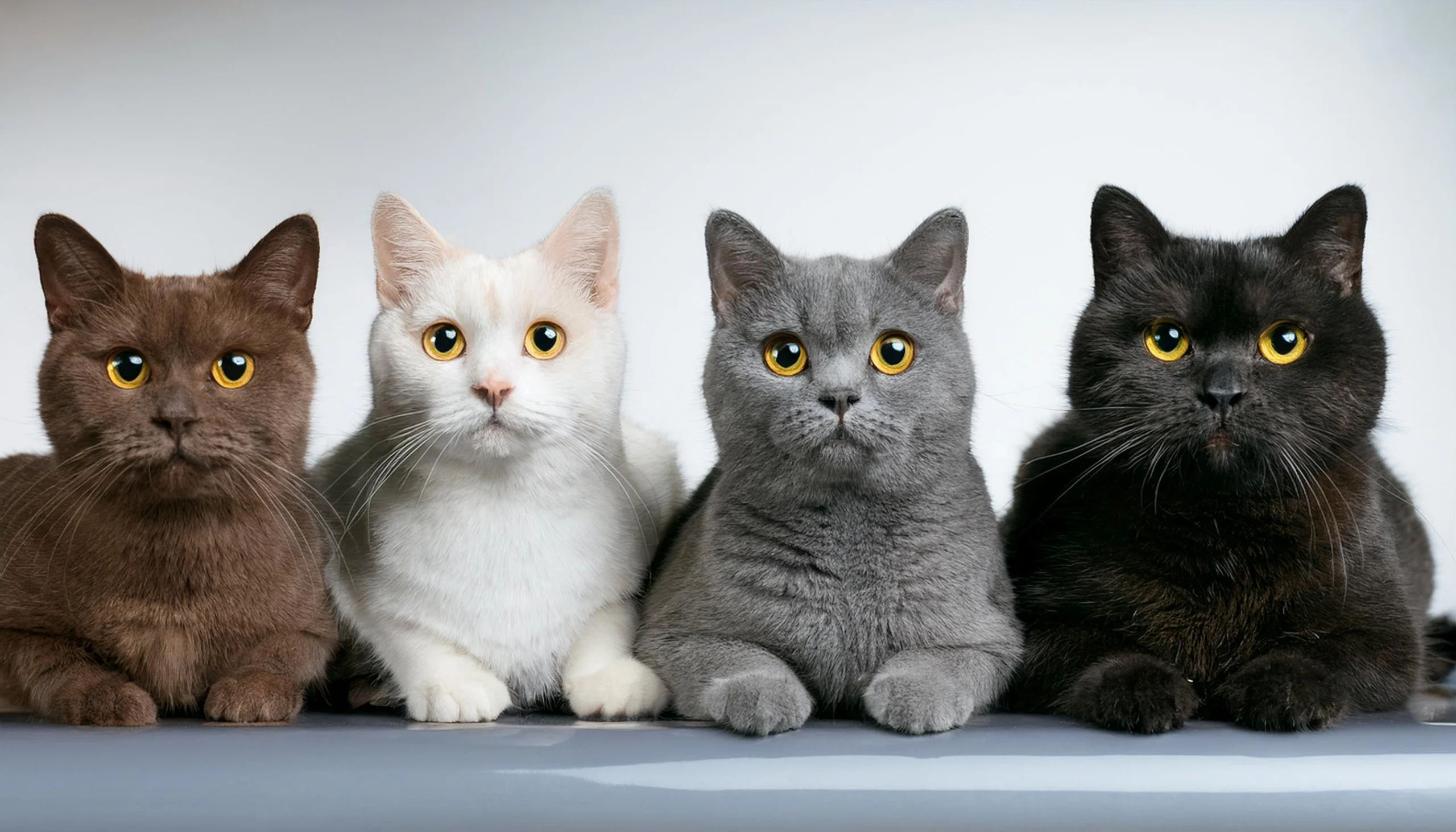 Solid color variations in British Shorthairs