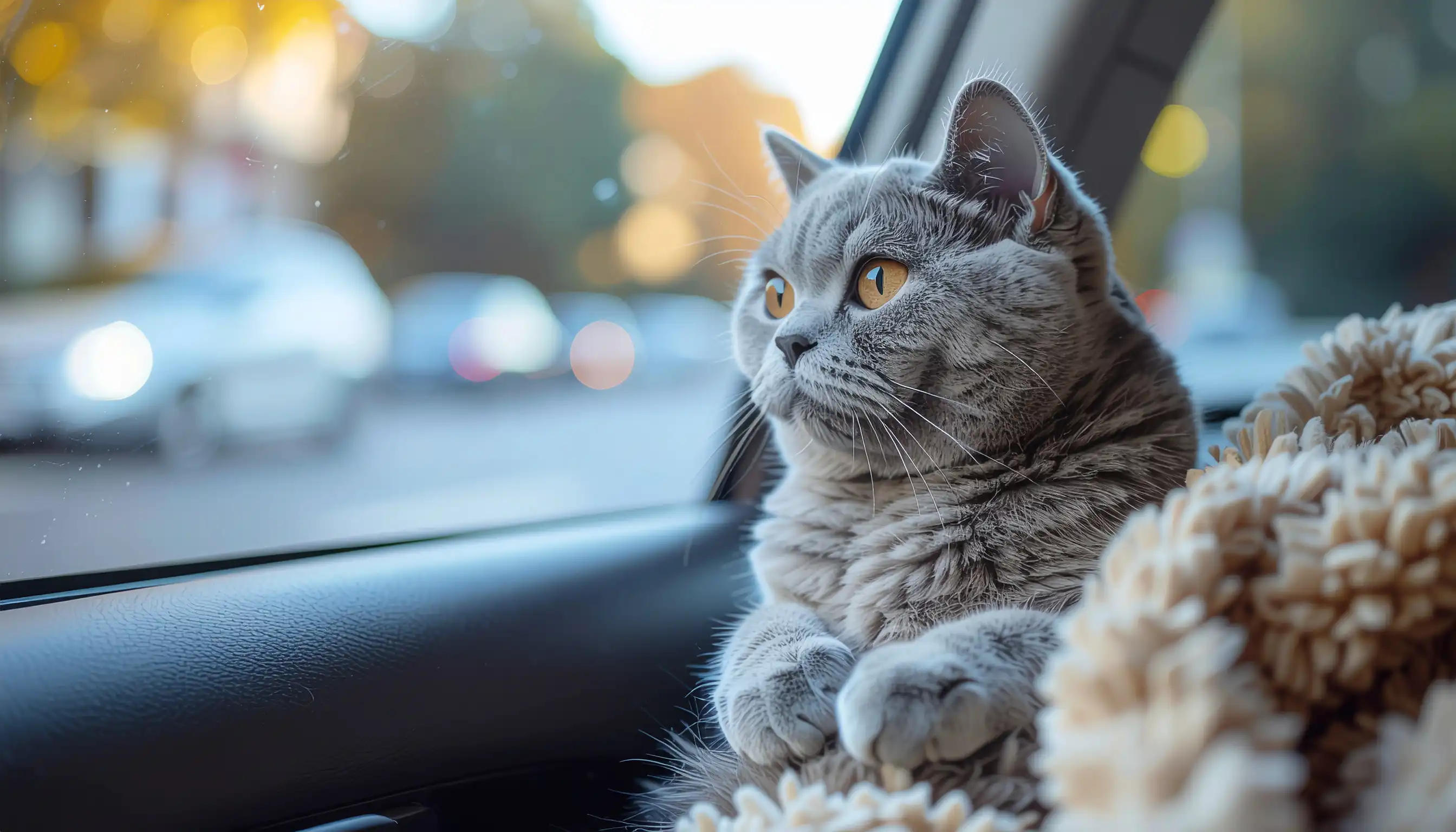 British Shorthair traveling by car