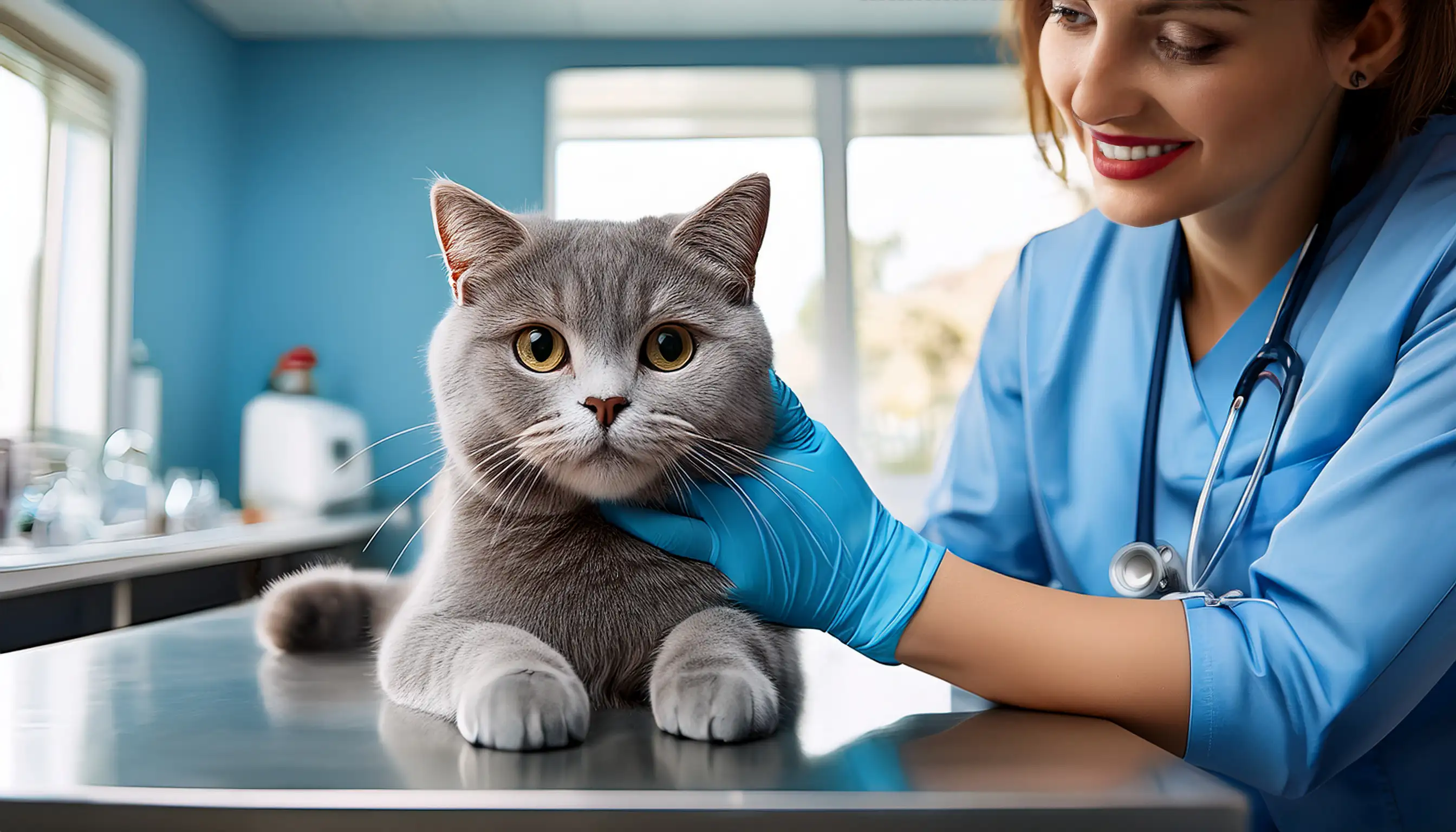 British Shorthair at veterinary checkup